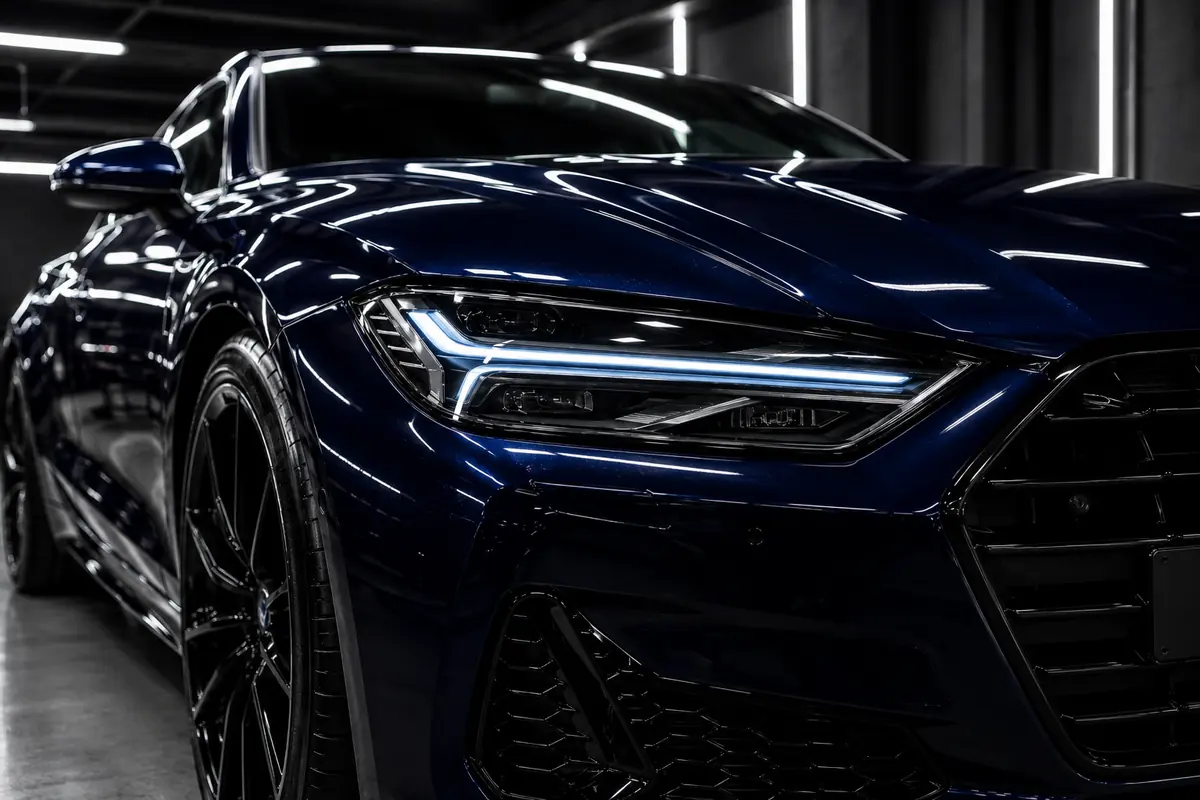 Detalhe automóvel com foco no acabamento da viatura
